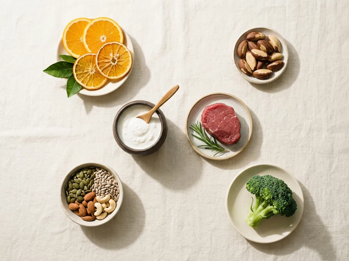 Naturliga ingredienser kosttillskott - vitamin C, selen, magnesium, L-karnitin och krom